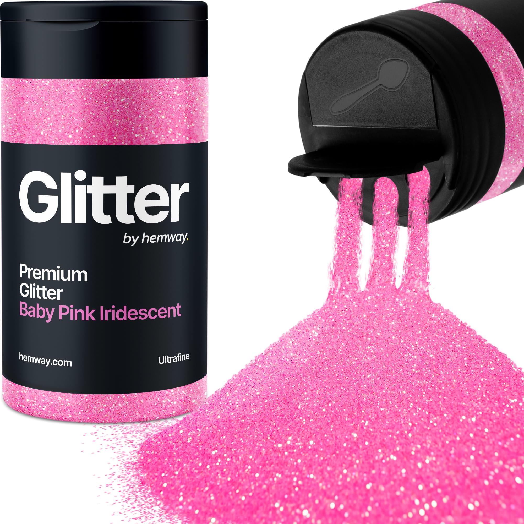 Baby Pink Iridescent Glitter Shaker, 130g Ultrafine Glitter, Crafts 1/128" Metallic Flake Baby Pink Sequins, Resin & Epoxy Crafts, Decorating, Halloween, Christmas Nail, Face, Hemway