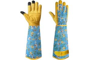 Velway Long Gardening Gloves for Women - Thorn Proof & Rose Pruning Forearm Protection Garden Gloves - Breathable Leather Long Garden Gloves Gifts & Tools for Gardener Yard Work Medium