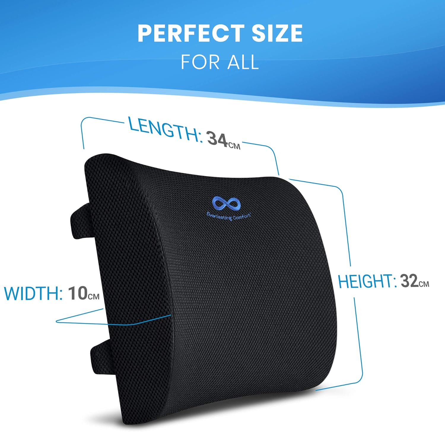 Everlasting Comfort Lumbar Support Pillow for Office Chair - Pure Memory Foam Lumbar Cushion for Car (Black): Home & Kitchen