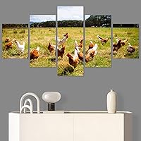 SIGNWIN 5 Panel Canvas Wall Art Modern Art Animals Cow Expressive Farmhouse/Country Multicolor Photography Sheep for Home Decorations Ready to Hang - 60