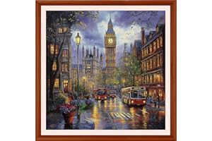 DMCXART Counted Cross Stitch Kits for Adults Needlepoint Kits Unprinted Cross Stitching Embroidery Kit 11CT Cross Stitch Supplies-Bustling New York Streets 18x18 inch