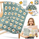 Coopay Crochet Kit for Beginners, Easy Granny Square Crochet Blanket Kit | Crochet Kit w/21 Yarn Skeins, Video Tutorial &amp; Digital Instructions, All Accessories, Complete Knitting &amp; Crochet Starter Kit