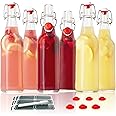 Otis Classic Swing Top Glass Bottles - 6 Pack 16oz With Marker & Labels For Brewing