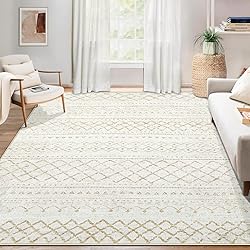 Area Rug 4x6 Geometric Rug: Washable Boho Moroccan