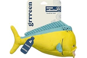 GRRREEN Ocean Collection Dog Toys | Jumbo Sized Mandi The Mahi Mahi | Cute, Durable, & Sustainable Plush Chew Toys for Dogs 50 lbs & up | Eco Friendly & 100% Recycled Materials