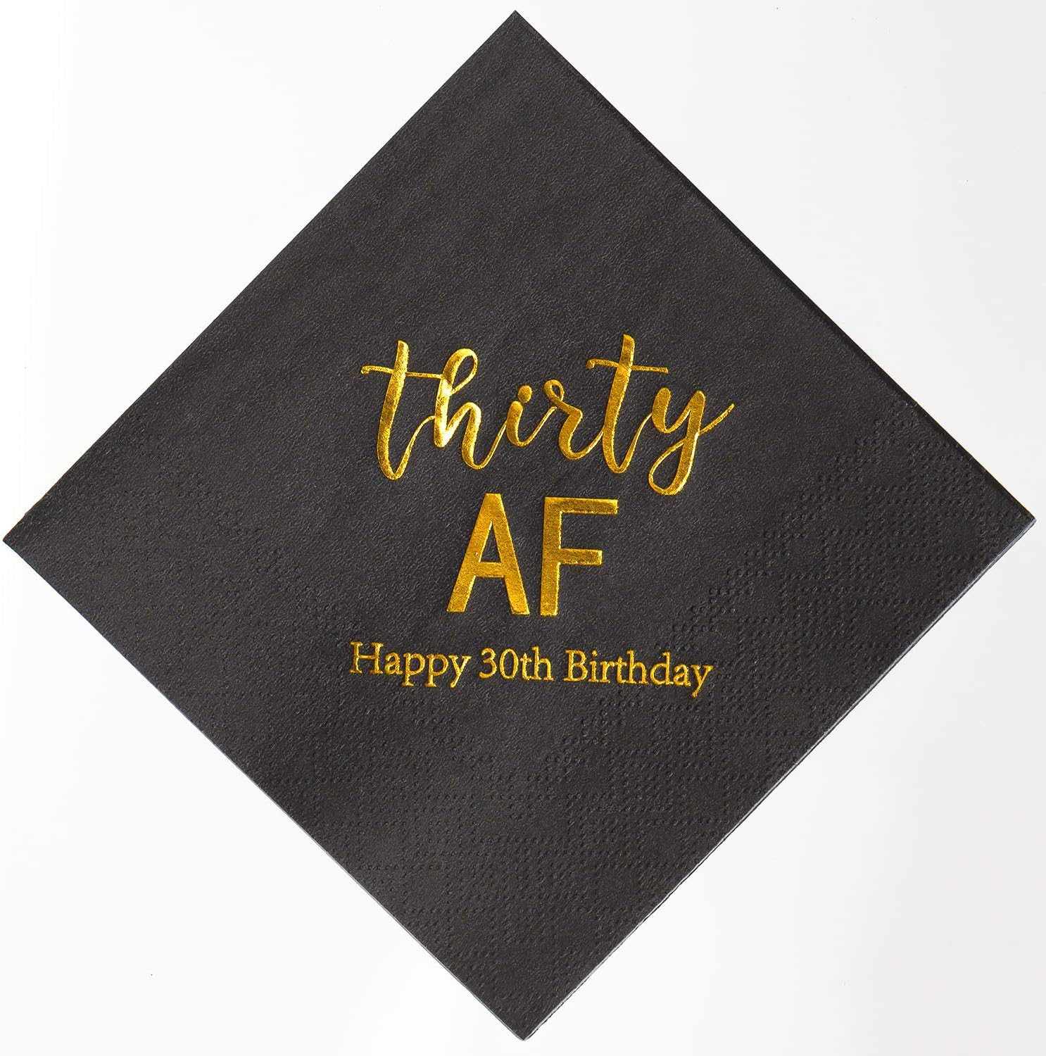 Crisky 30th Birthday Napkins Black Gold Thirty 30th Birthday Cocktail Napkins Beverage Napkins 30th Birthday Party Candy Table Decoration, 100 Count, 3-Ply