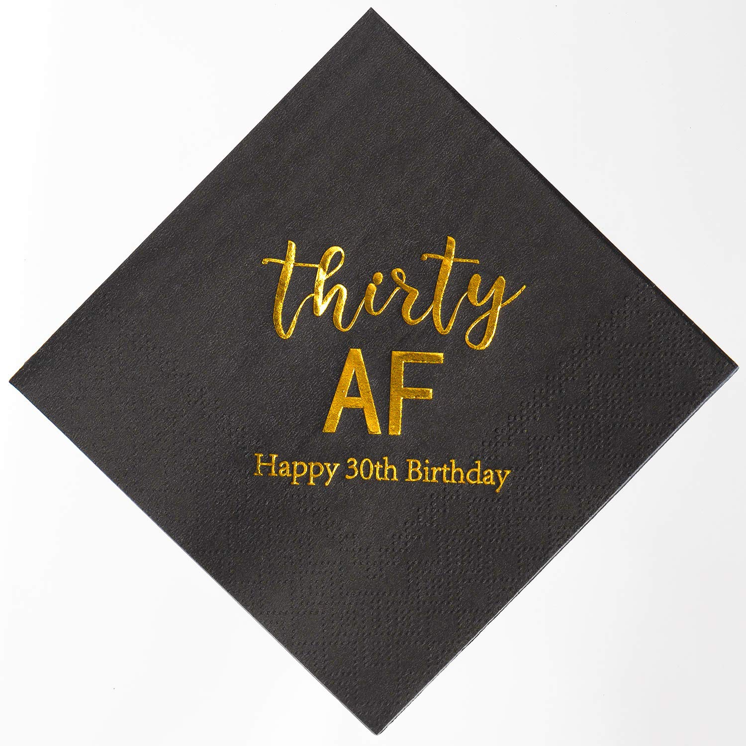 Crisky 30th Birthday Napkins Black Gold Thirty AF 30th Birthday