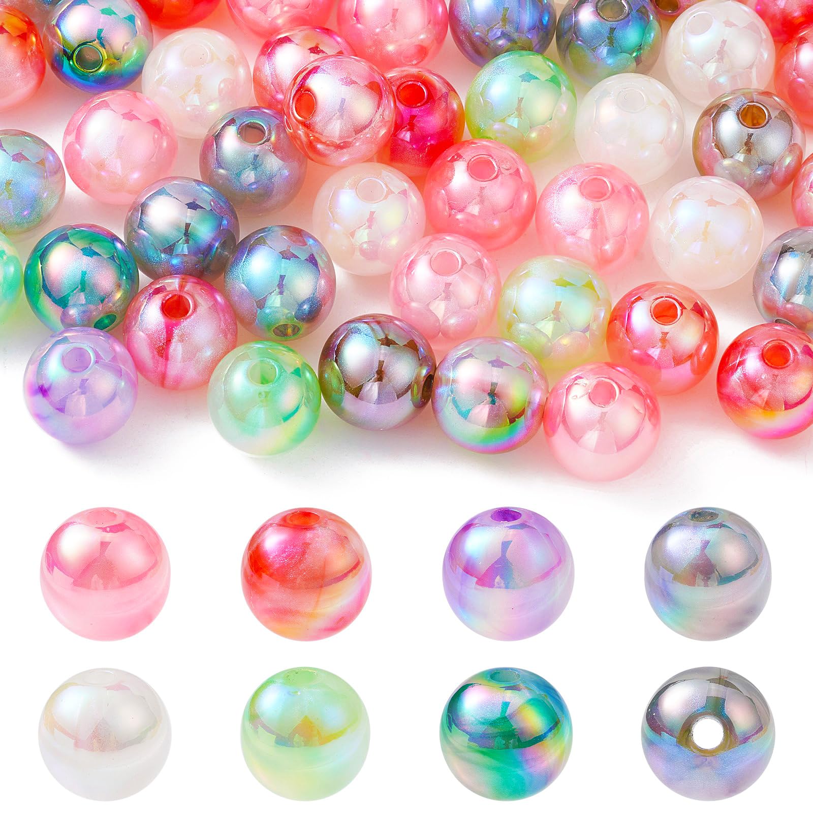 Stiesy 50Pcs Candy Colour 15mm Acrylic Beads AB Color Round Spacer Bead Imitation Jelly Bubblegum Beads for Jewellry Making DIY Bracelet Crafting Necklaces