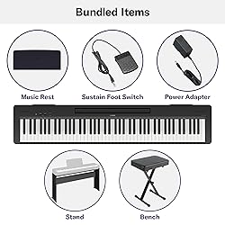 Yamaha P-143 Digital Piano Bundle, Includes 88-Key