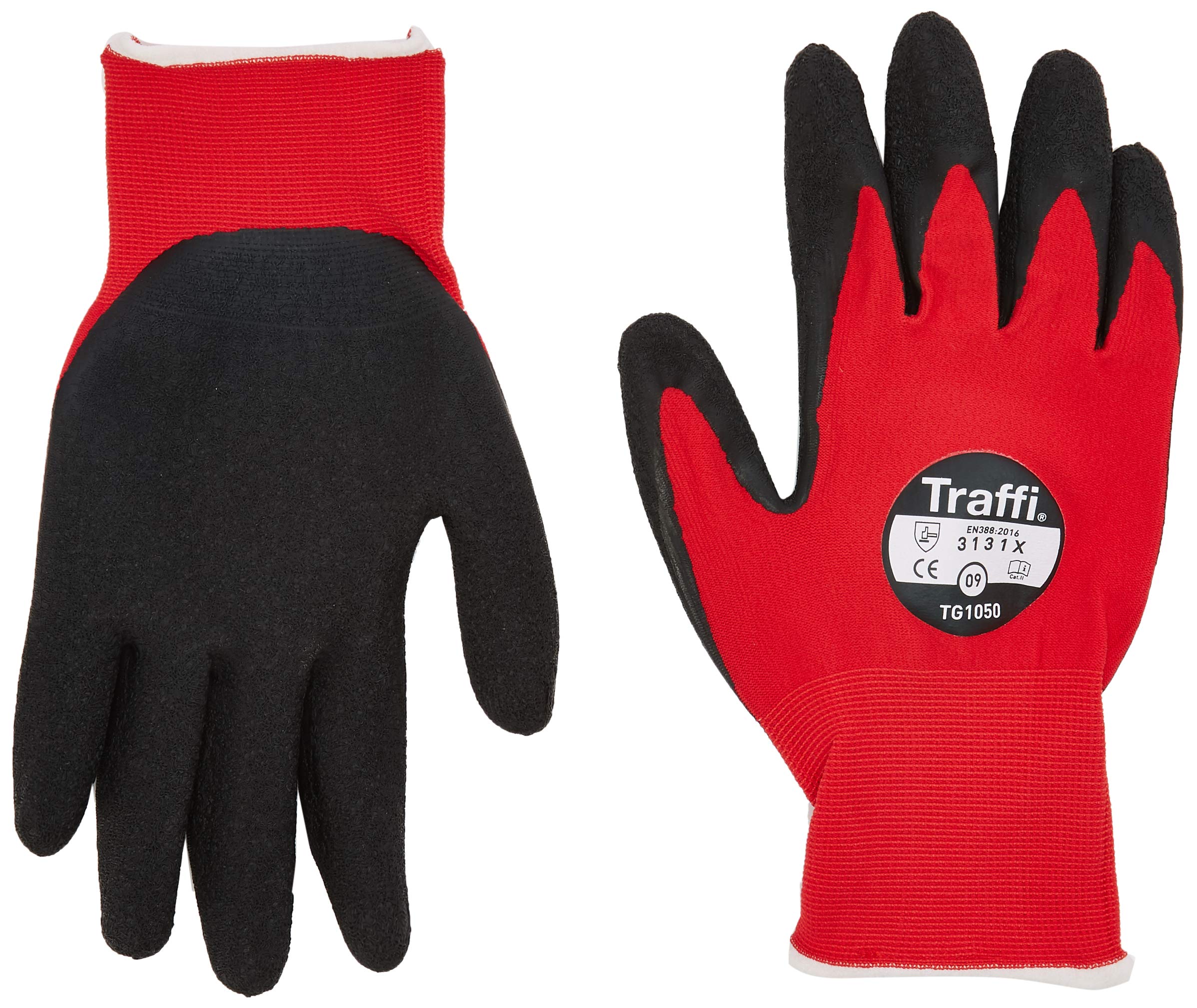 TraffiGlove TG1050-09 CENTRIC Gloves, Level 1, Latex Cut, Size 9 (Pack of 10)