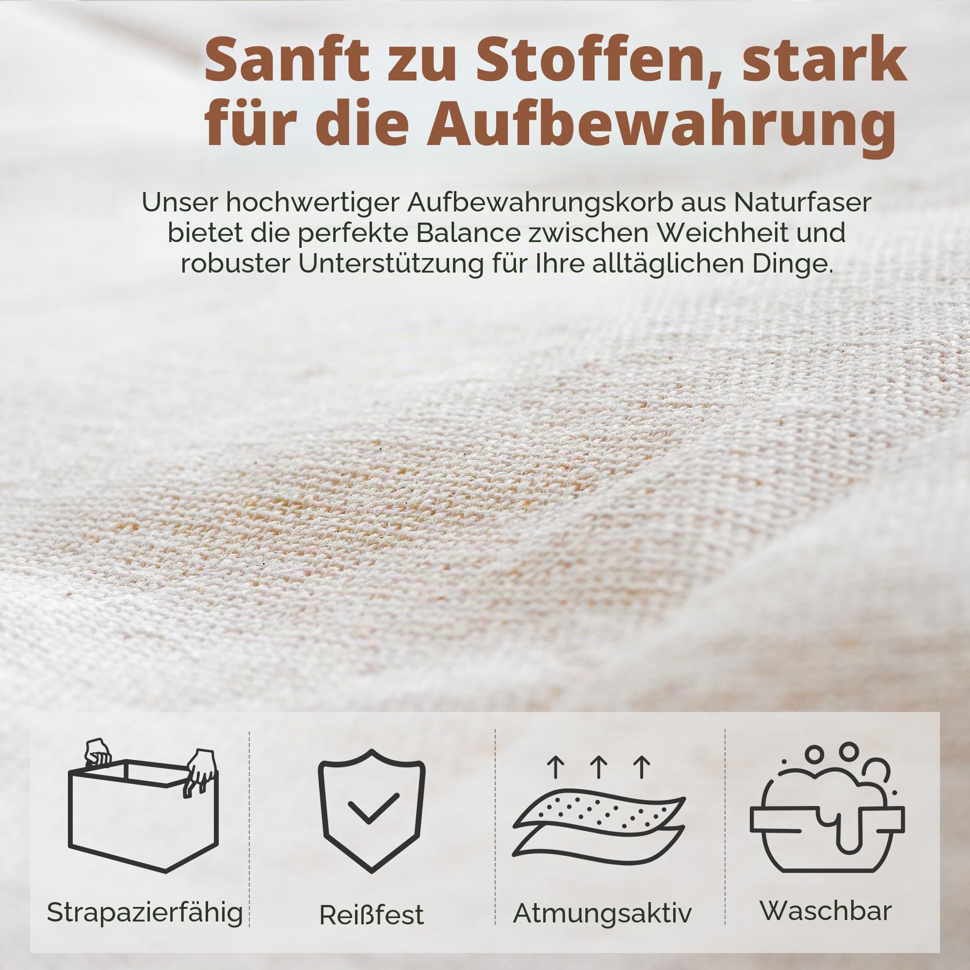 StorageWorks Aufbewahrungskörbe für Regale, faltbare Aufbewahrungsbox mit Metallrahmen, Stoff Ordnungsbox mit Griffen, Kleiderschrank Aufbewahrungskorb groß für Kleidung, Pullover, beige, 2 Stück 4