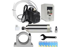 RATTMMOTOR 2.2KW 220V Water Cooled ER20 Spindle Motor 80MM 24000RPM 400HZ+2.2KW 3HP VFD Inverter AC 220V Variable Frequency Drive+80W Water Pump+80mm Motor Clamp Mount