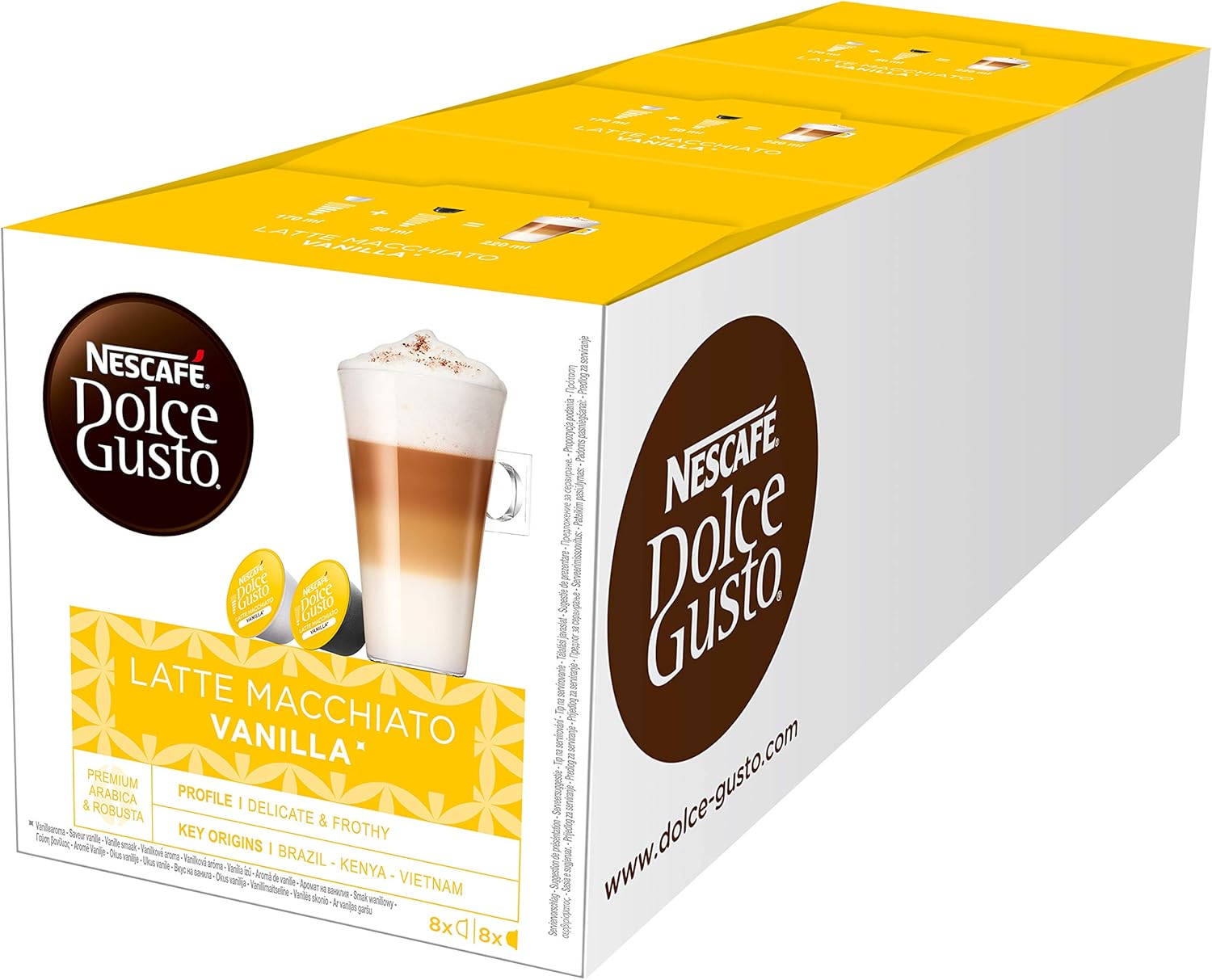 Nescafé Dolce Gusto Latte Macchiato Vanilla, Lot de 3 (48 capsules