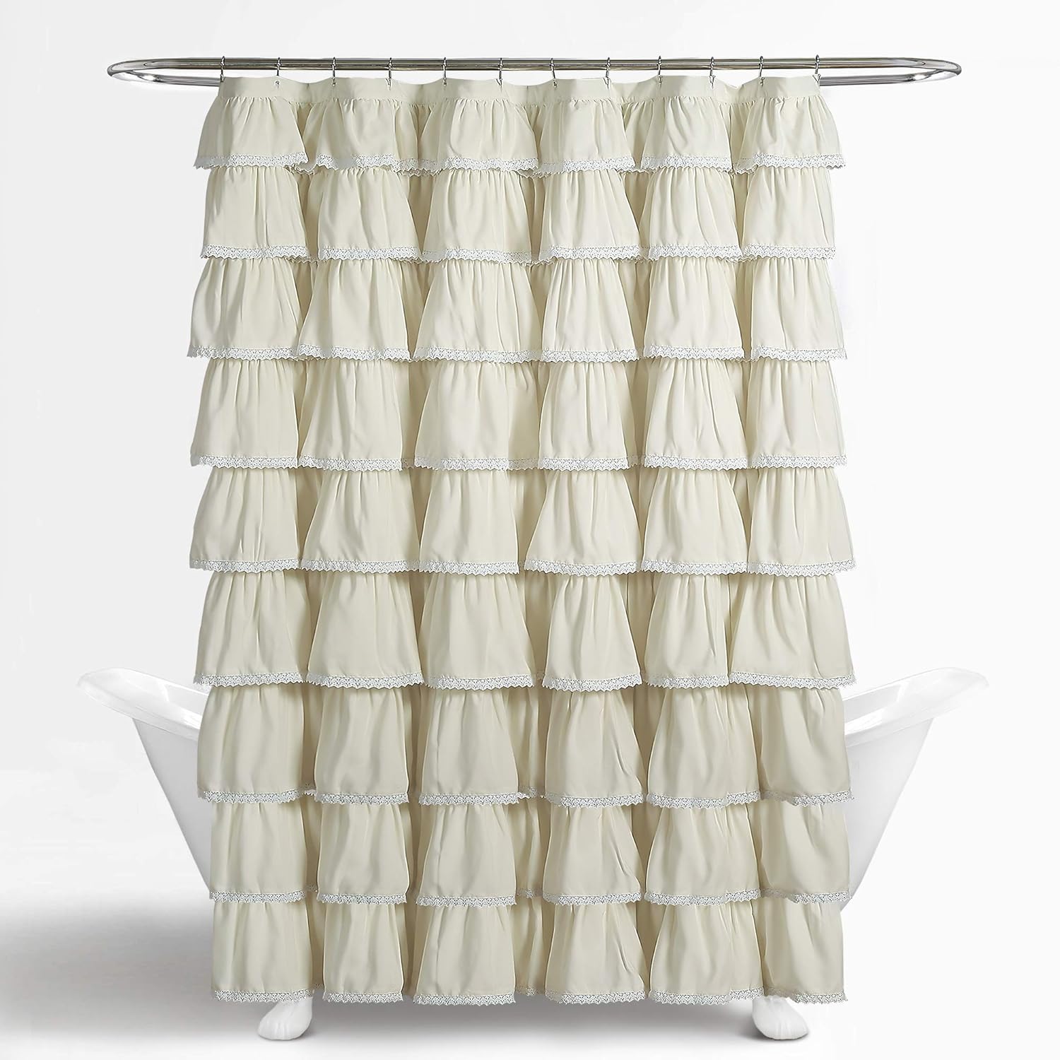 Amazon Com Lush Decor Ivory Lace Ruffle Shower Curtain 72 L X
