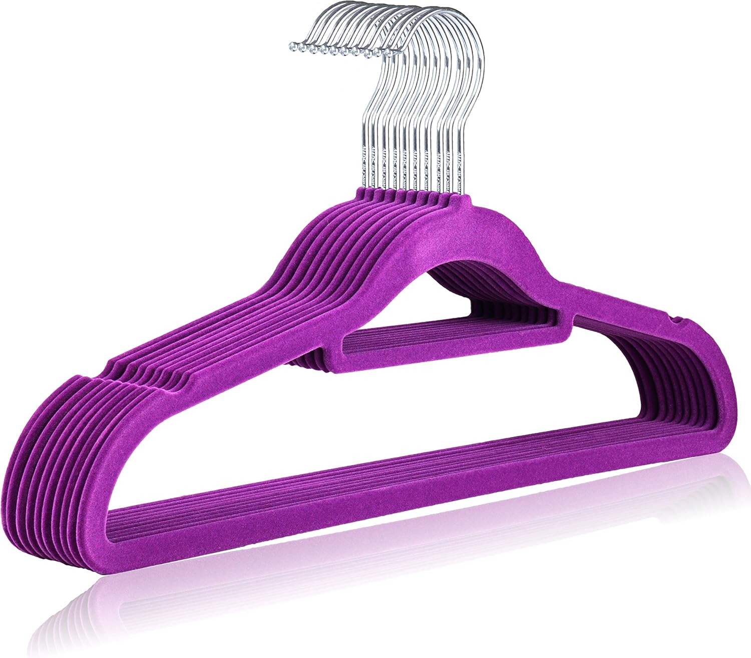 The Hanger Store 100 Purple Nonslip Flocked Velvet Space Saving Coat