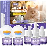 OcePor Cat Calming Diffuser,120-Day Pheromone Diffuser 4 Refills &amp; 2 Plugs | Cat Pheromones Calming Diffuser Refill Kit for Pee Spraying, Aggression, Meowing &amp; Scratching, Relieve Anxiety Stress