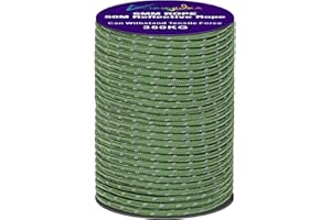50M Rope Durable Braided Nylon Reflective 6mm Rope for Outdoor Travel,Hiking,Backpacking Water Activities(ArmyGreen, 50M)