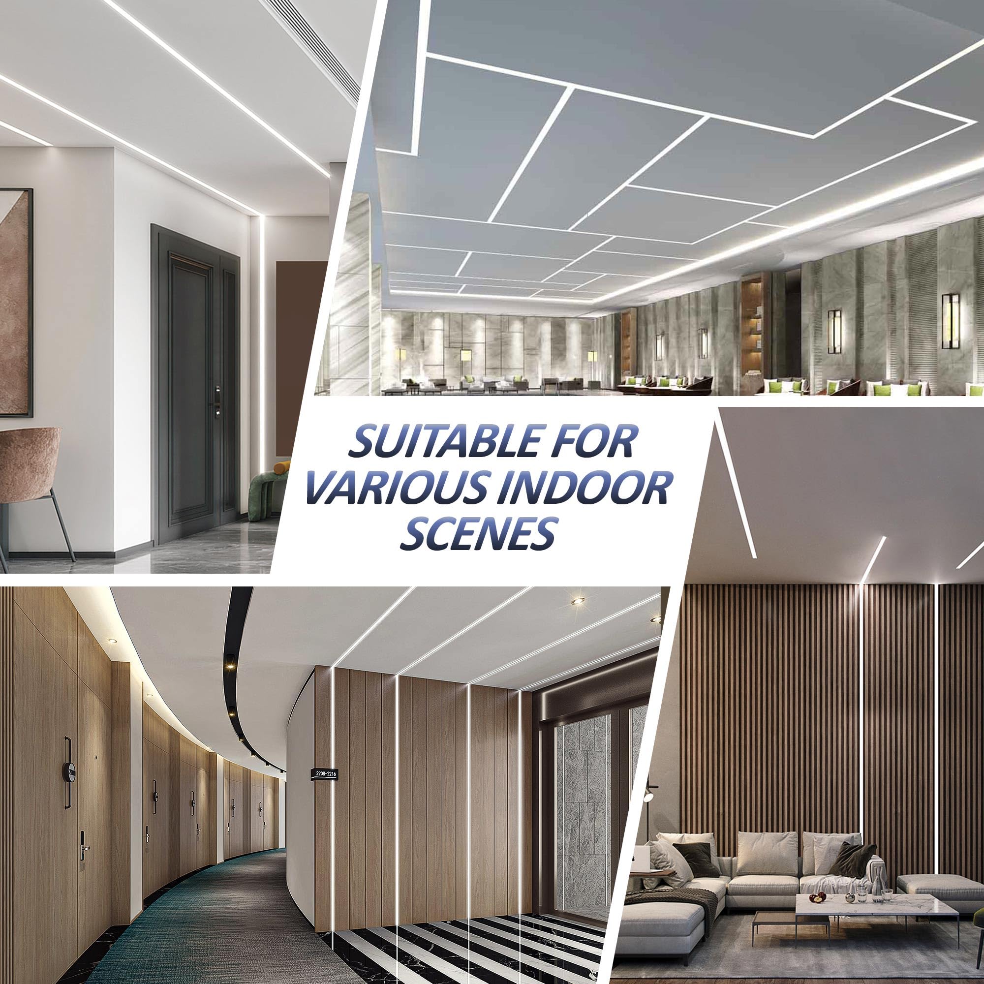 10× LED Trockenbauprofil 2M für 20mm LED Streifen – Aluminium Unterputzprofil für Trockenbau, kompatibel mit Philips Hue & Groove, Decke Wand indirekte Beleuchtung (LED Drywall Profile -2M, 10) 7