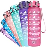 Fidus 32oz Leakproof Tritran BPA Free Water Bottle with Motivational Time Marker to Ensure You Drink Enough Water Daily…