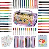 PapaKit Creative Art Coloring Set (Mermaid), Includes Travel Bag, Assorted Washable Marker Set, Glitter Pens & Coloring Pages, Art Supplies Great Gift