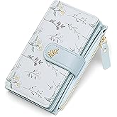 GAEKEAO Wallets for Women RFID Blocking Medium Bifold Ladies Wallet Vegan Leather Floral Card Holder Purse Zipper Coin Pocket