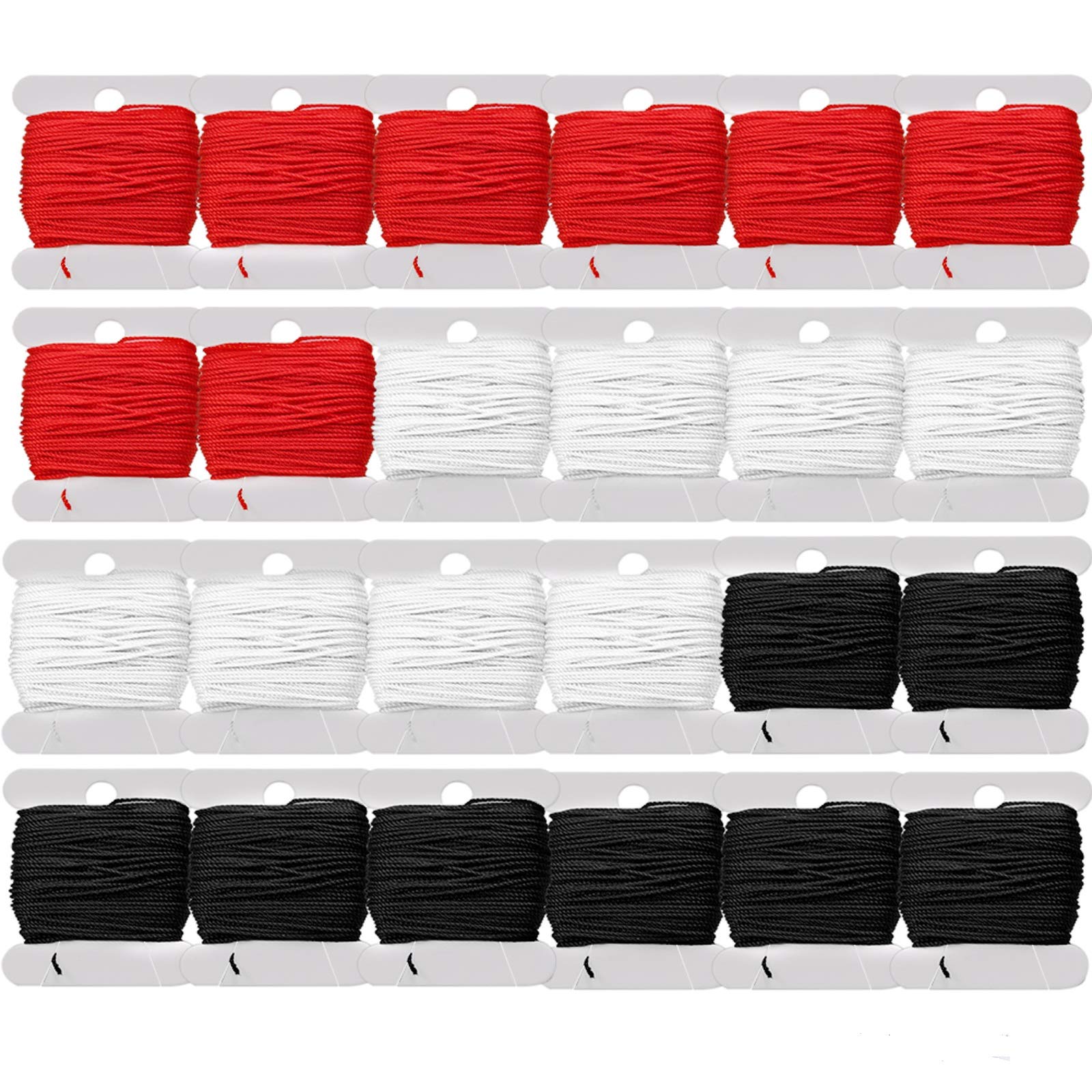24pcs Cotton Embroidery Thread Set Hand Embroidery Thread Cross Stitch Sewing Thread (Red, White, Black)