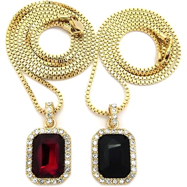 Fashion 21 Square Red, Green Gemstone Pendant 24