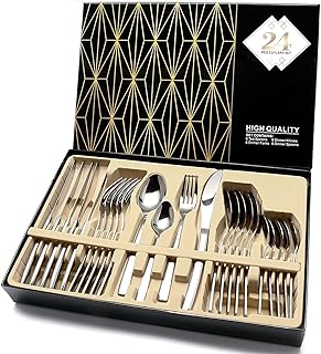 Elegant Life Besteck, 24-teilige Besteck Set, aus Japan-Edelstahl Hochwertige Spiegelpolierte Besteck-Sets, Mehrzweckgebrauch für Haus, Küche, Restaurant Besteck Sets mit Geschenkbox für 6 Personen