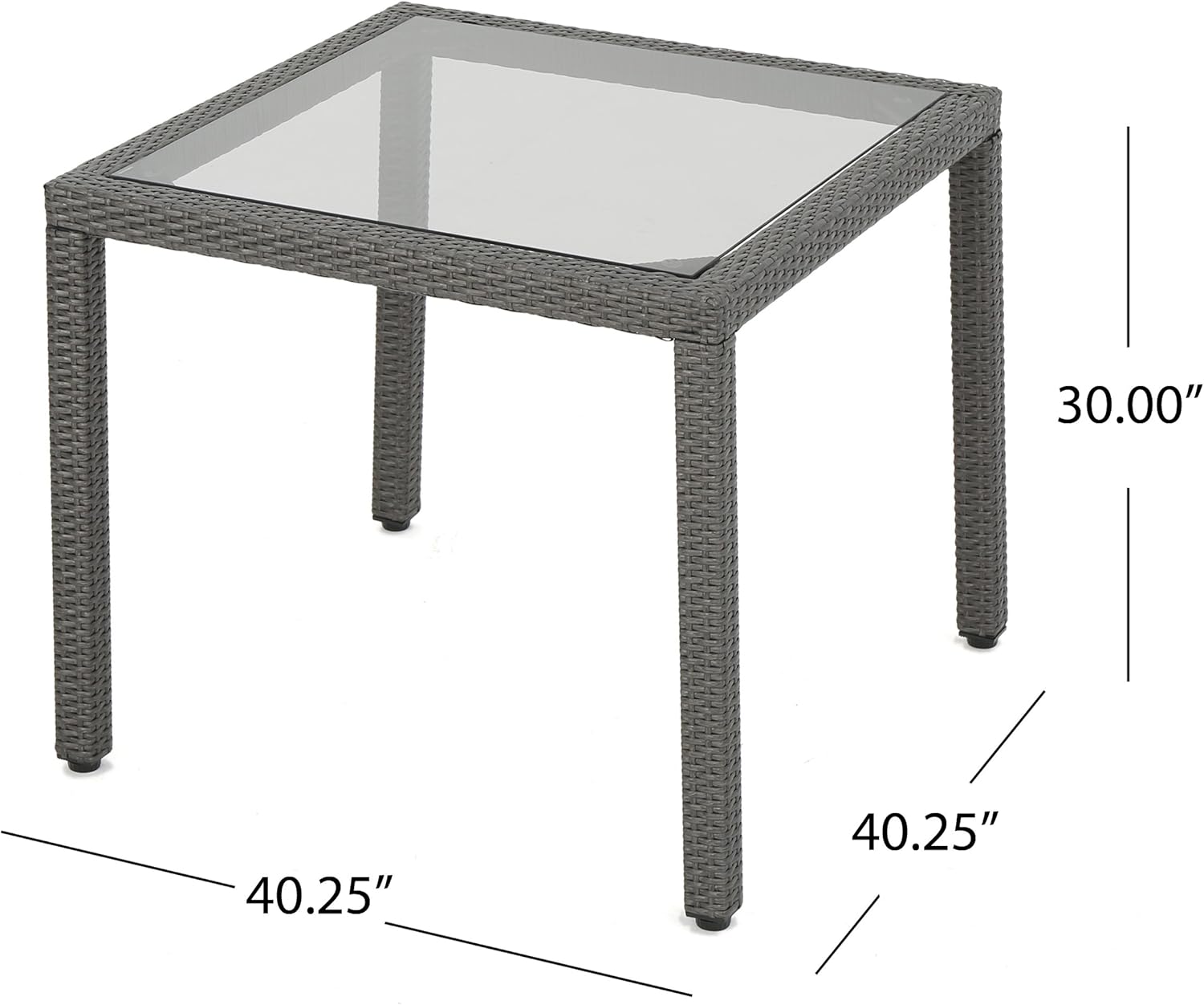 Christopher Knight Home San Pico Outdoor Square Wicker Dining Table with Tempered Glass Top, Grey : Garden & Outdoor