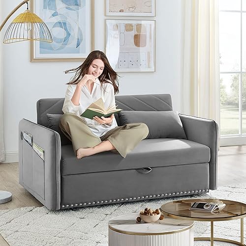 Antetek Sleeper Sofa Bed w/USB Port, Modern 3-in-1 Convertible