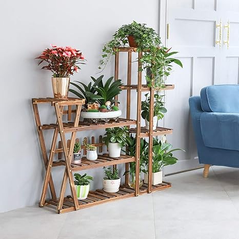 unho Blumenregal Pflanzenregal aus Holz, 8 Ebenen, Blumenständer Garten