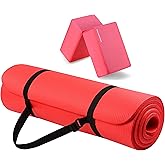 Fitvids All Purpose 1/2-Inch Extra Thick High Density Anti-Tear Exercise Yoga Mat with Carrying Strap with Optional Yoga Bloc
