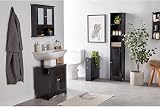 VonHaus Bathroom Mirror Cabinet Black 2 Door 3 Shelves Open Shelf H58 W56 D13 view 2