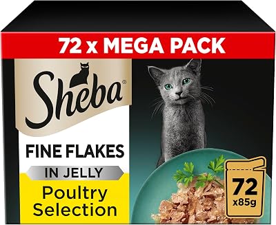 Sheba Fine Flakes in Jelly Poultry Collection 72x85g Cat Food Pouches
