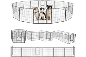 Tavata Heavy Duty Metal Dog Playpen Dog Fence for Outdoor, 8/16 Panels 24"/32"/40" Height Rustproof Dog Fence with Doors, Pet Fence for Large/Medium/Small Dogs, Pet Playpen for Yard,Camping