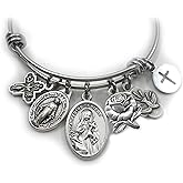 St. Catherine of Siena Bangle Bracelet, Patron Saint Confirmation Gift