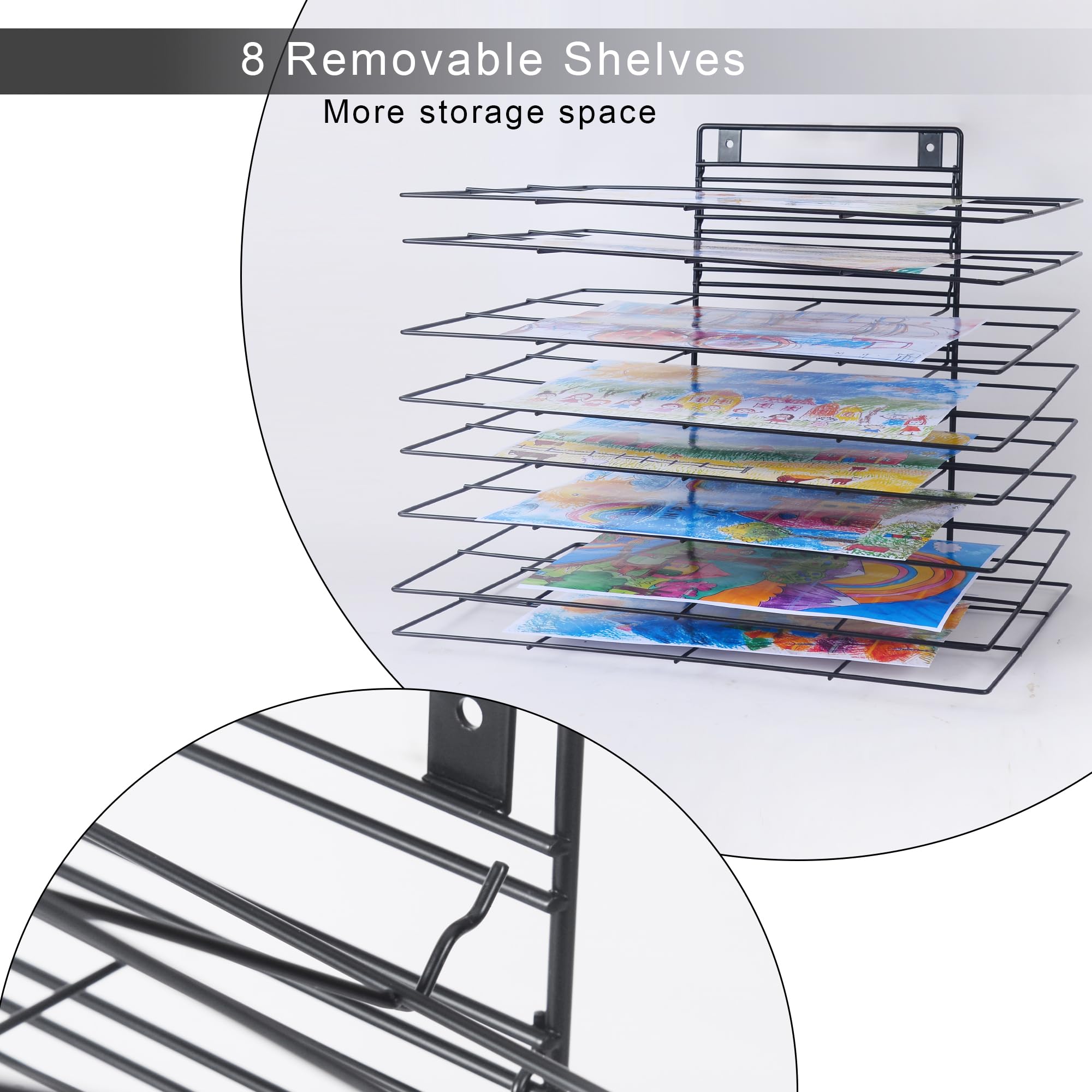 Premium Iron Art Drying Rack with 8 Removable Shelves for Classroom - 16.1 x 11.9 x 13.8 Inches - Art Storage Organizer and Painting Drying Shelf