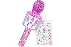 Move2Play, Kids Karaoke Microphone | Includes Stickers & Bluetooth | Kids Birthday Gift | Toy for All Ages 2, 3, 4, 5, 6+ Year Old Girls, Boys & Toddlers (White/Pink)