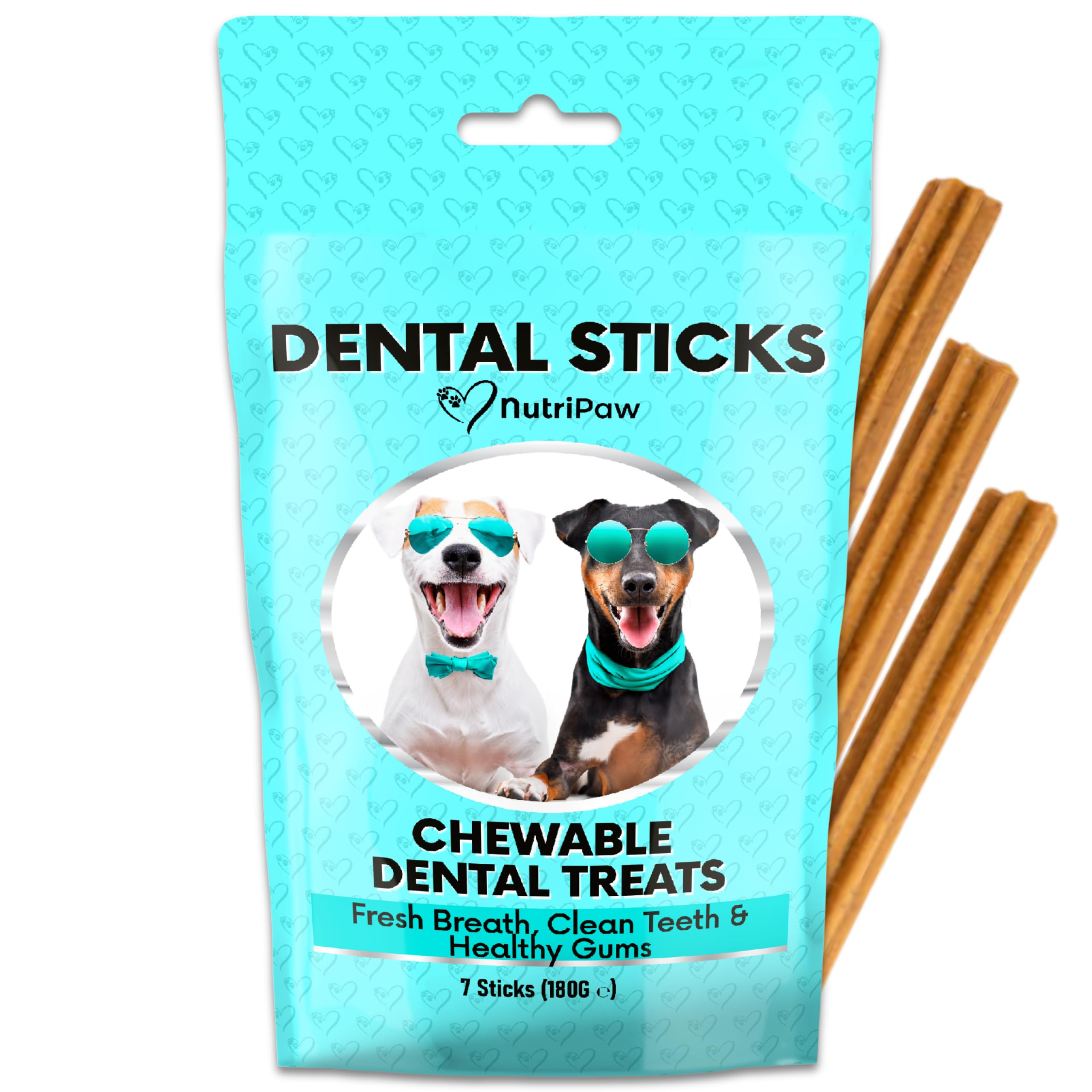 NutriPaw Dental Sticks For Dogs - Clean Teeth, Healthy Gums & Fresh Breath - Manage Plaque & Tartar Build-Up - Meaty Taste - 1 Week Pack