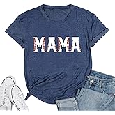 Baseball Mom T-Shirt Women Funny Letter Print Baseball Mama Shirts Graphic Tee Short Sleeve Casual Tops