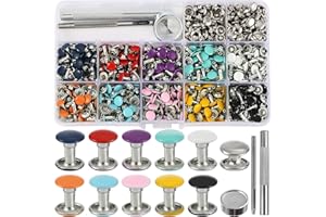 YORANYO 380 Sets 8MM Leather Rivets Kit Studs for Clothing Double Cap Rivets for Clothing Fabric Colorful Rivets with Leather Crafting Rivet Tool for Repair Decorate Clothes Shoes Bags Belt Dog Collar