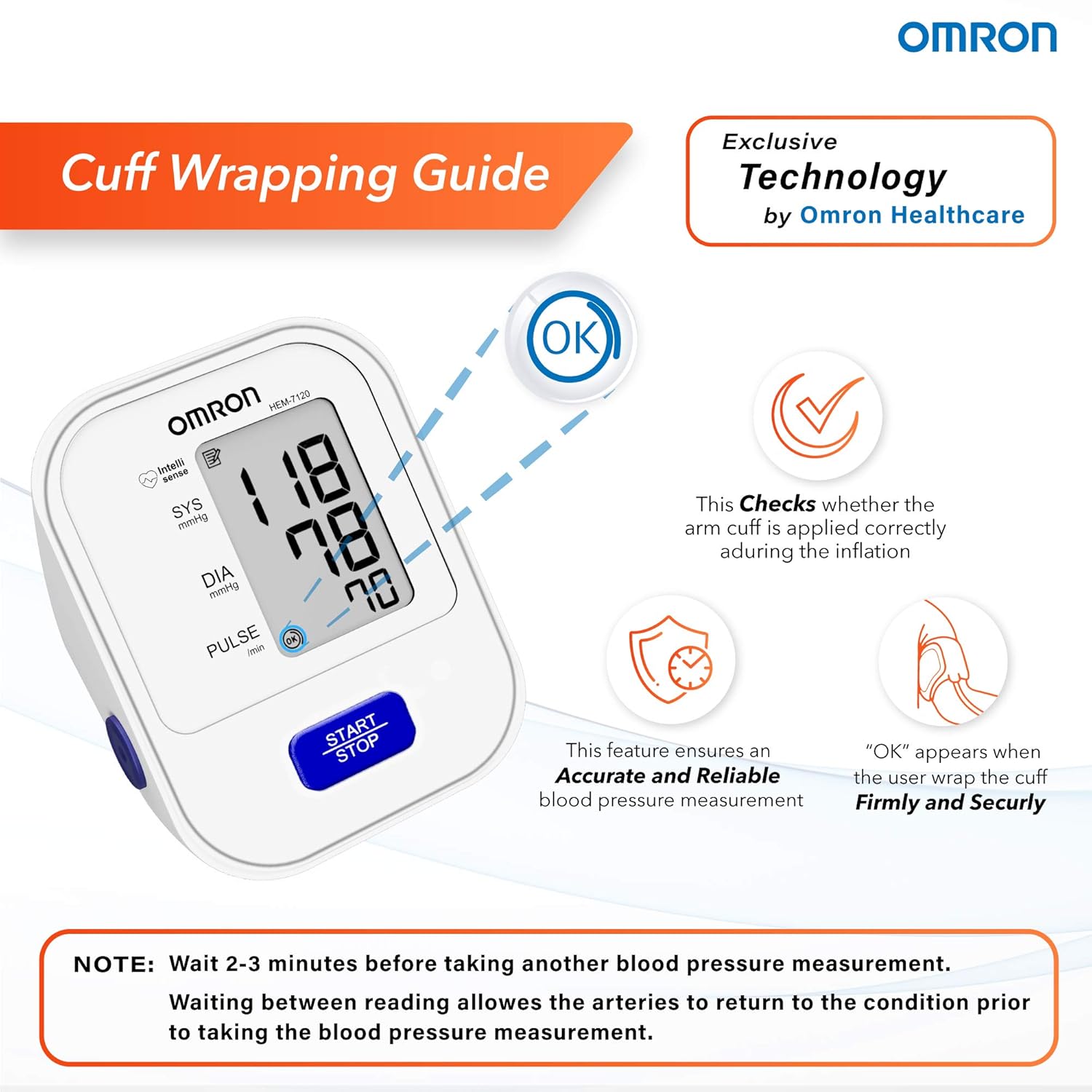 Omron HEM 7120 Fully Automatic Digital Blood Pressure Monitor With