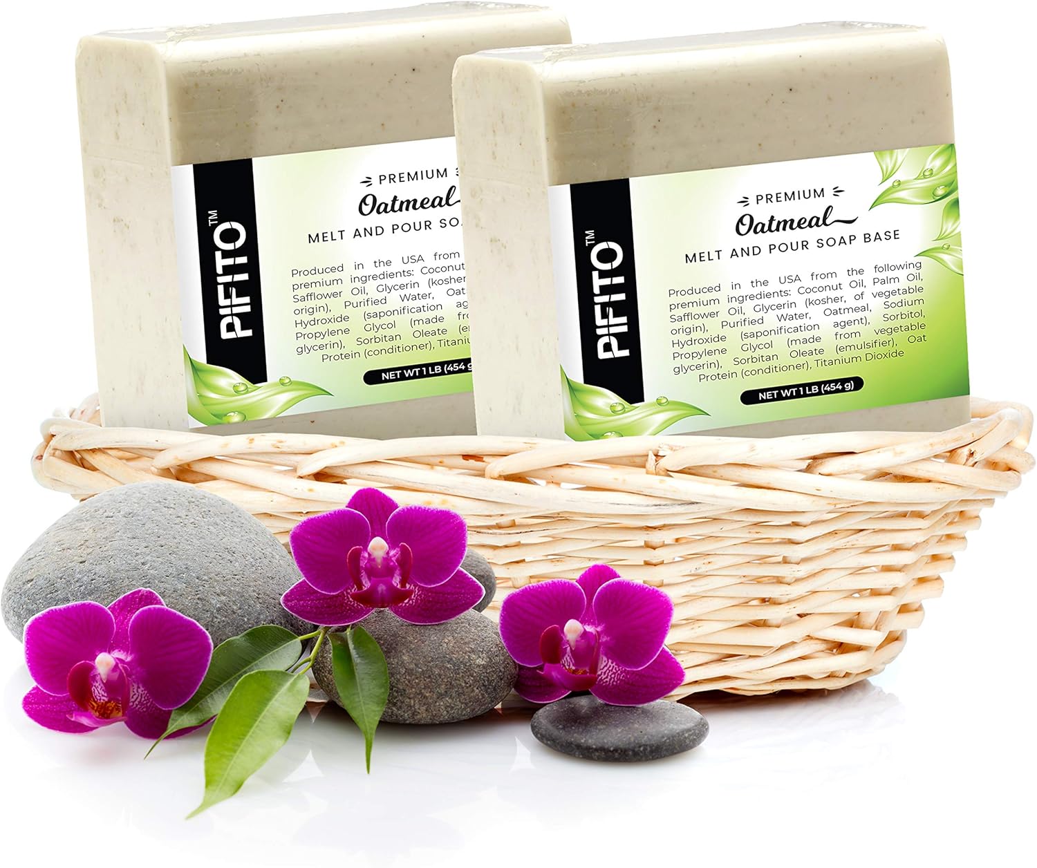 Pifito Oatmeal Melt and Pour Soap Base (2 lb) │ Premium 100% Natural Glycerin Soap Base │ Luxurious Soap Making Supplies: Beauty