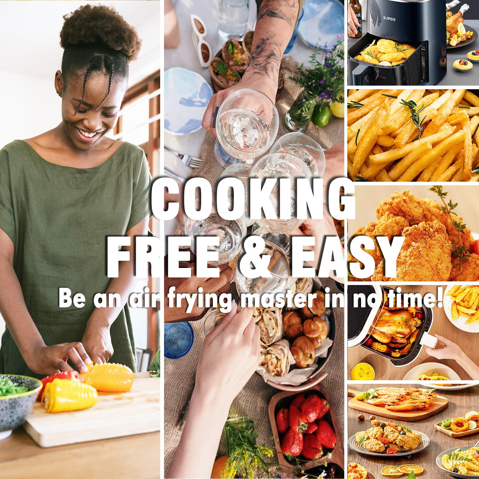 Air Fryer Cheat Sheet Magnets Cooking Guide Booklet Over 200 Foods, Air Fryer Cooking Times Chart, Air Fryer Magnetic Cheat Sheet Set, Cookbook Instant Air Fryer Accessories for Cooking and Frying
