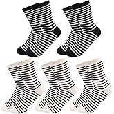 SailingTailor 5 Pairs Retro Striped Crew Socks Cute Casual Quarter Socks for Women Girls