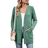DEARCASE Women's Long Sleeve Open Front Cardigan Lightweight Casual Loose Fit Bolero Sweater with Pockets