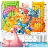 Extra Large Pool Toy Float Storage Net with 20 Hooks and 20 Ropes, 72"x48" | Hanging Elastic Mesh Organizer, Swimming Poolside Fence Holder for Floats, Balls, Water Inflatable Toys Rafts Noodles