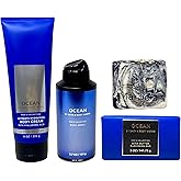 Bath & Body Works Men's Collection Ocean 3 Piece Bundle with a Charcoal Scrub Bar Soap - Body Cream - Body Spray and Cleansing Bar - Full Size