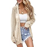 Women Crochet Lightweight Cardigan Cover Up Open Front Long Sleeve Summer Cardigans