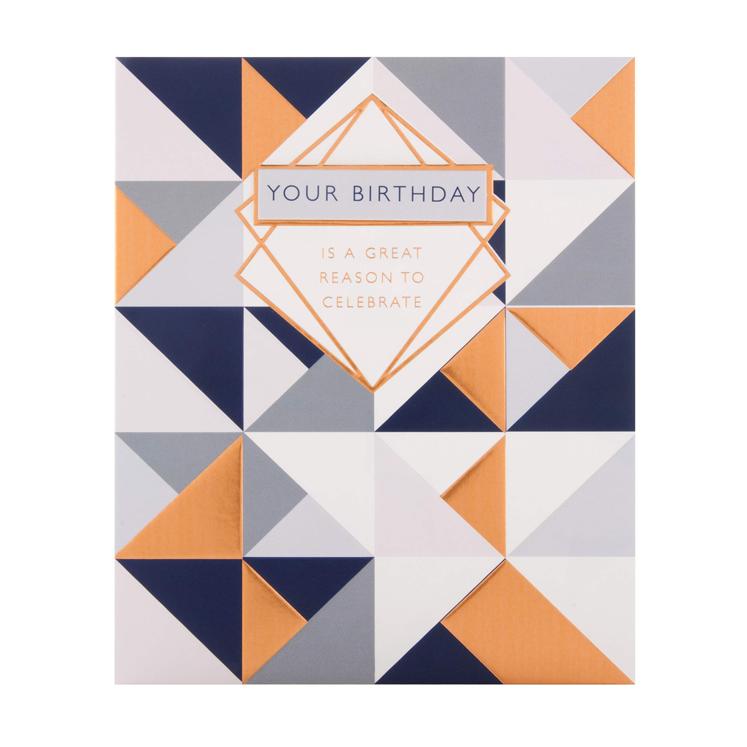 Hallmark General Birthday Card - Geometric Foiled Design with 3D Tag